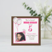 蝶のお洒落誕生日招待状:茶色 招待状 (スタンド正面)