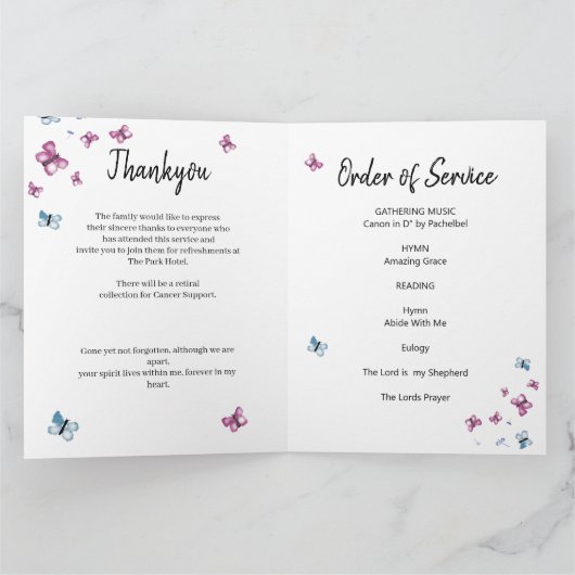 蝶のお祝い カード (内部)