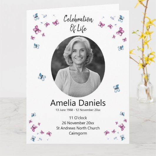 蝶のお祝い カード (黄色い花)