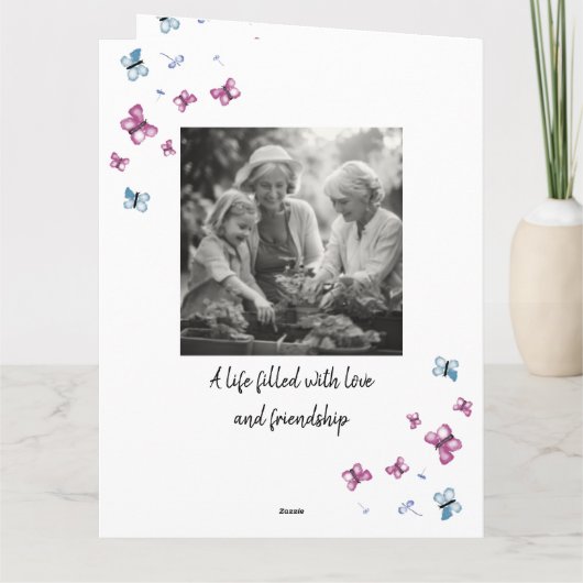 蝶のお祝い カード (裏面)