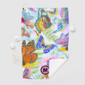 蝶のかわいらしイニシャル ゴルフタオル (インサイチュ)