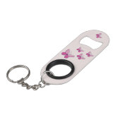 蝶のかわいらしピンクのフラッター キーホルダー栓抜き (正面アングル)