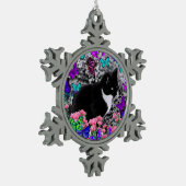 蝶のそばかすIIIのタキシードの子猫猫 スノーフレークピューターオーナメント (左)