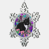 蝶のそばかすIIIのタキシードの子猫猫 スノーフレークピューターオーナメント (右)