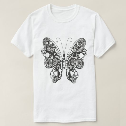 蝶のぬりえデザインTシャツ Tシャツ (デザイン正面)