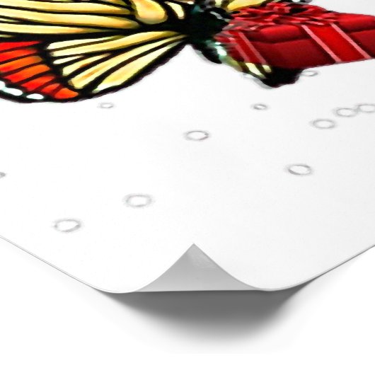 蝶ののまわりにクリスマスツリー蝶クリスマス ポスター (角)