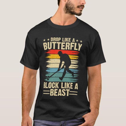 蝶のように舞い降り獣のようにブロック ホッケー Tシャツ (正面)