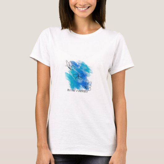 『蝶のように高く飛ぶ』女性用Tシャツ Tシャツ (正面)