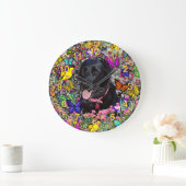 蝶のアビー – Black Lab Retriever ラージ壁時計 (ホーム)