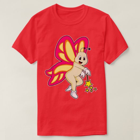 蝶のウィザードと魔法杖 Tシャツ (デザイン正面)