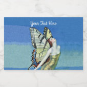 蝶のエレガント妖精の金ゴールドドレスの下の青空 フードラベル (シングルラベル)