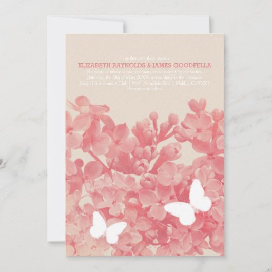 蝶のエレガント結婚式招待状 招待状 (正面)