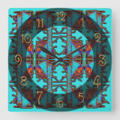 蝶のエンブレムの夢 スクエア壁時計 (正面)