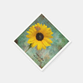 蝶のカクテルを添え結婚たヒマワリ スタンダードカクテルナプキン (角)