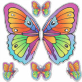 蝶のカラフルカスタムカットのビニールのシール シール (正面)