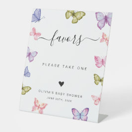 蝶のカラフル好意サイン 台座サイン