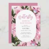 蝶のキスとウィズベビーシャワー招待状 招待状 (正面/裏面)