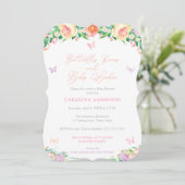 蝶のキスとベビーの願い夏のベビーシャワー 招待状 (スタンド正面)