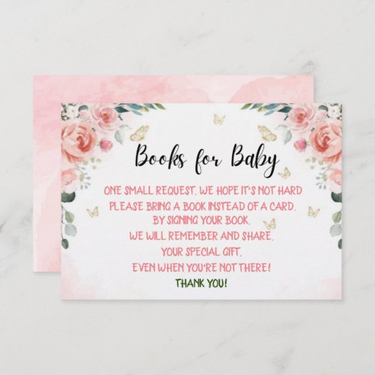 蝶のキスとベビーは本にベビーを願う エンクロージャーカード (正面/裏面)