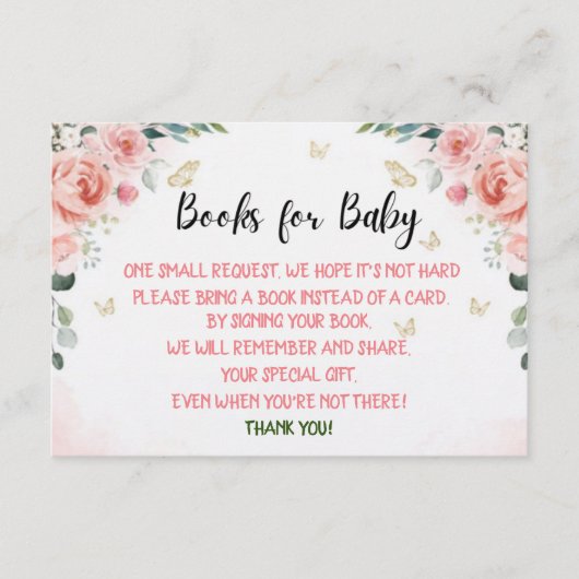 蝶のキスとベビーは本にベビーを願う エンクロージャーカード (正面)