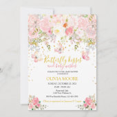 蝶のキスとベビーは赤ちゃんのシャワーを願う 招待状 (正面)