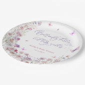 蝶のキスとベビーは赤ちゃんシャワーを願う ペーパープレート (アングル)