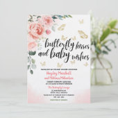 蝶のキスとベビーは赤ちゃんシャワーを願う 招待状 (スタンド正面)
