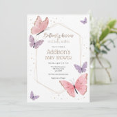 蝶のキスとベビーは赤ちゃんシャワーを願う 招待状 (スタンド正面)