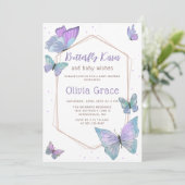 蝶のキスとベビーは赤ちゃんシャワーを願う 招待状 (スタンド正面)