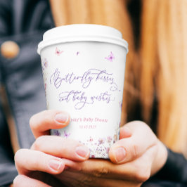 蝶のキスとベビーは赤ちゃんシャワーを願う 紙コップ