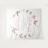 蝶のキスとベビーウィズピンクの赤ちゃんシャワー タペストリー (正面(横))