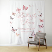 蝶のキスとベビーウィズピンクの赤ちゃんシャワー タペストリー (インサイチュ)