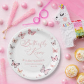 蝶のキスとベビーウィズピンクの赤ちゃんシャワー ペーパープレート (パーティー)