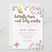 蝶のキスとベビーウィズピンクの赤ちゃんシャワー 招待状 (正面)