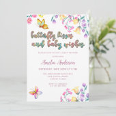 蝶のキスとベビーウィズピンクの赤ちゃんシャワー 招待状 (スタンド正面)
