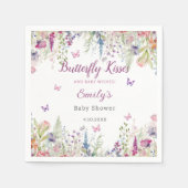 蝶のキスとベビーウィッシュガールベイビーシャワー スタンダードカクテルナプキン (正面)