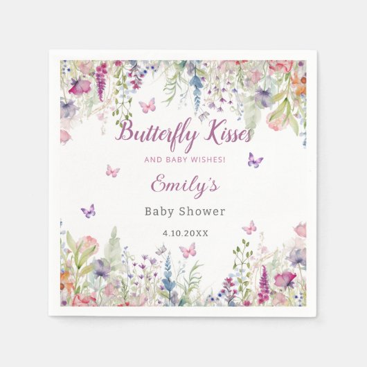 蝶のキスとベビーウィッシュガールベイビーシャワー スタンダードカクテルナプキン (正面)