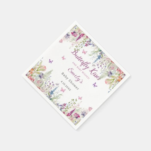 蝶のキスとベビーウィッシュガールベイビーシャワー スタンダードカクテルナプキン (角)