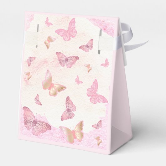 蝶のキスとベビーウィッシュガールベイビーシャワー フェイバーボックス (裏面サイド)