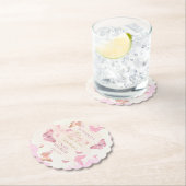 蝶のキスとベビーウィッシュガールベイビーシャワー ペーパーコースター (インサイチュ)