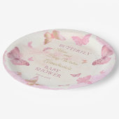 蝶のキスとベビーウィッシュガールベイビーシャワー ペーパープレート (アングル)