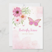 蝶のキスとベビーウィッシュガールベイビーシャワー 招待状 (裏面)