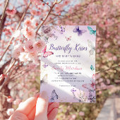 蝶のキスとベビーウィッシュガールベイビーシャワー 招待状