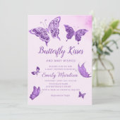 蝶のキスとベビーウィッシュガールベイビーシャワー 招待状 (スタンド正面)