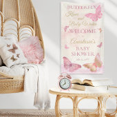 蝶のキスとベビーウィッシュガールベイビーシャワー 横断幕