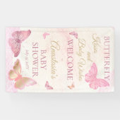 蝶のキスとベビーウィッシュガールベイビーシャワー 横断幕 (横)