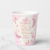 蝶のキスとベビーウィッシュガールベイビーシャワー 紙コップ (裏面)