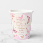 蝶のキスとベビーウィッシュガールベイビーシャワー 紙コップ (正面)