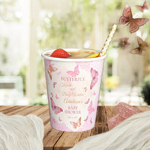 蝶のキスとベビーウィッシュガールベイビーシャワー 紙コップ