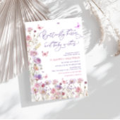 蝶のキスとベビーウィッシュパープルピンクベビー 招待状